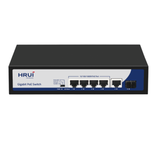 سوئیچ گیگابیتی PoE هوشمند HR900-AFG-411NS-120 با ۴ پورت PoE، یک پورت Uplink و یک پورت SFP
