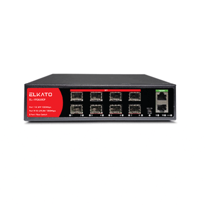 سوئیچ فیبر نوری الکاتو مدل EL-1FG820GP با 8 پورت SFP و 2 پورت آپلینک