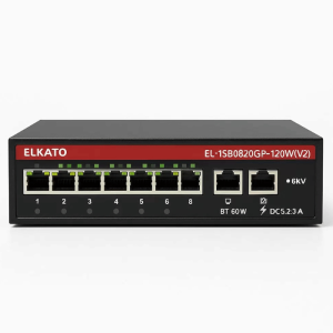 سوییچ شبکه ۸ پورت PoE الکاتو مدل EL-1SB0820GP-120W(V2) با پورت BT60W و آپلینک گیگابیتی