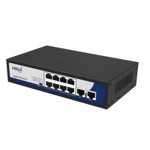 سوئیچ PoE گیگابیتی HRUI HR901-AFG-82N با ۸ پورت PoE و ۲ پورت Uplink
