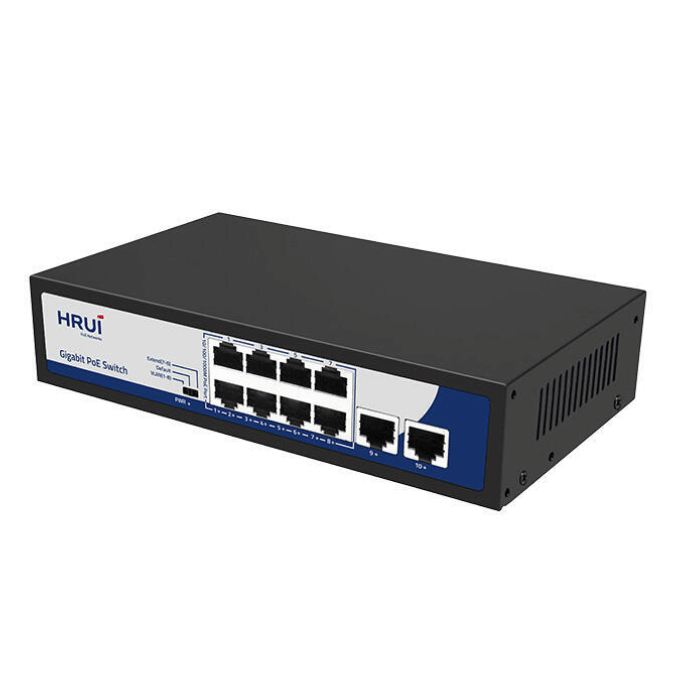 HR901-AFG-82N سوئیچ PoE گیگابیتی HRUI HR901-AFG-82N با ۸ پورت PoE و ۲ پورت Uplink